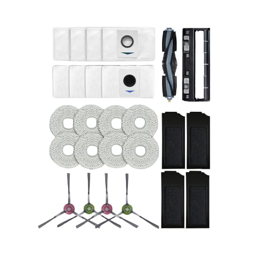 26 sztuk części zamiennych, akcesoria do odkurzacza Ecovacs X1S Pro, zestaw części zamiennych zawiera 1 główną szczotkę, 1 główną ramę szczotki, 4 szczotki boczne, 4 filtry, 8 ściereczek, 8 worków do