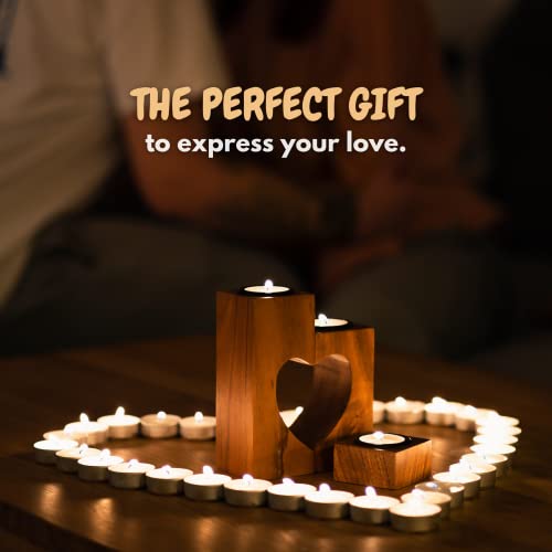 Tbfm Wooden Heart Candle Holder – 6” Handmade Decorative Candles Holders/Unique Candles For Her/Romantic Gift For Wife/Girlfriend/Acacia Wood Decor Tealight/Unity Love Gifts #TOP2