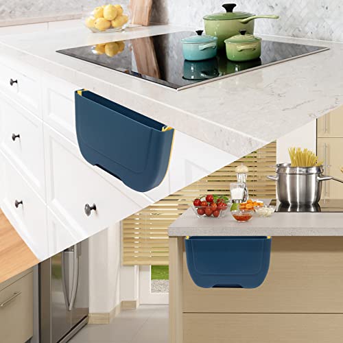 Benliudh Kitchen Compost Bin Countertop, Cabinet Hanging Trash Can Foldable Small Food Waste Bin For Kitchen, Rv, Car (Blue) #TOP5