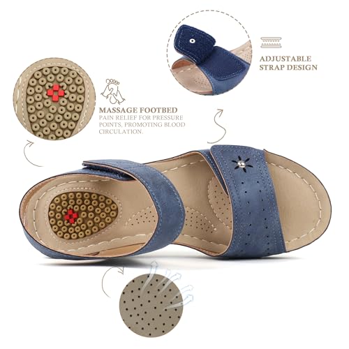 Image of JABASIC Women Comfortable Sandals Orthotic Walking Sandals Orthopedic Arch Support Sandals