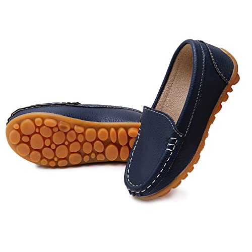Image of SOFMUO Boys Girls Leather Loafers Slip-On Oxford Flats Boat Dress Schooling Daily Walking Shoes(Toddler /Little Kids)