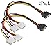 zdyCGTime SATA 15pin to Dual 4pin Molex one-to-Two Power Cord Cable,sata 15P to 4P IDE Hard Drive Power Cord Y-Splitter,SATA Male to 2 Molex Female for 12V/5V IDE HDD DVD.(30cm/2Pack)