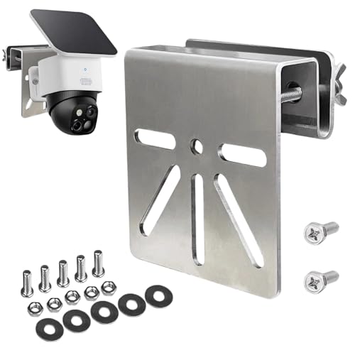 Support de gouttière en acier inoxydable - Support de caméra de sécurité solaire - Pas d'installation de perçage - Pour caméra et lampe solaire -...