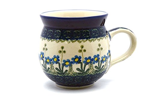Taza de cerámica artesanal 15 oz azul floral miniatura 1