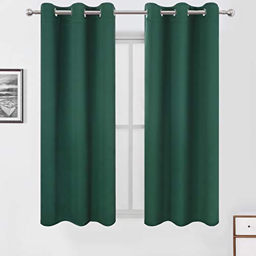 Image of LEMOMO Dark Green Blackout Curtains /42 x 63 Inch /Set of Two Panels Grommet Bedroom Curtains