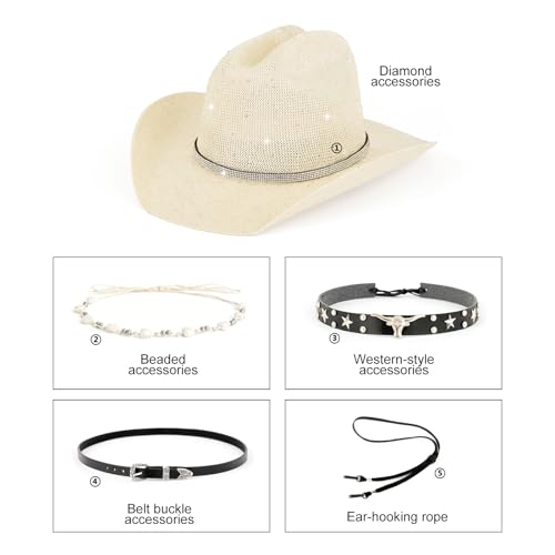 Image of Sequin Cowboy Hat for Men & Women - Sparkly Cowgirl Hat with Thread Detail, Stylish Cowboy Hat for Parties