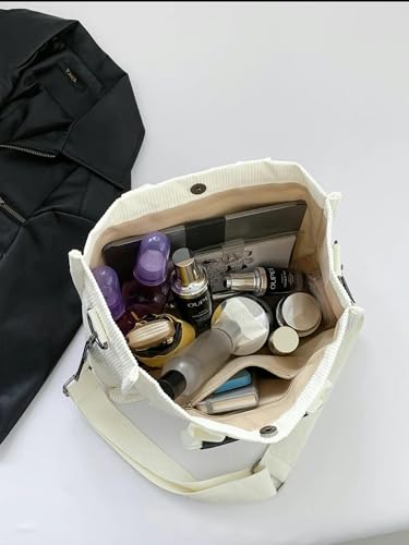 Image of Cherry Tote Bag for Women Canvas Patched Purse Cute Shoulder Bag Multi-Pocket Satchel Handbag for work travel