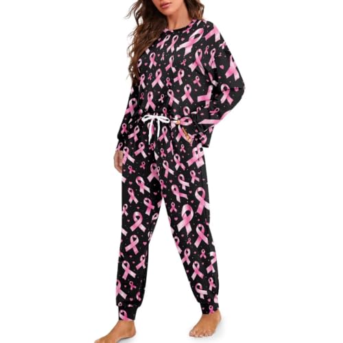 Image of Womens Pajama Sets 2 Piece Pjs Lounge Sets Long Sleeve Sleepwear Crew Neck Pullover Top with Long Pants