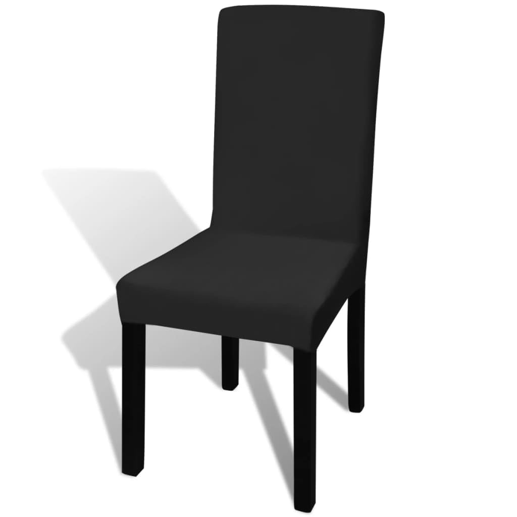 Funda de silla recta elástica, 4 piezas, color negro