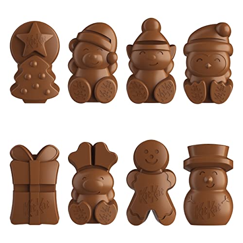 KitKat NESTLÉ KITKAT Festive Friends Schokoladen-Mix, Mini-Weihnachtsfiguren aus Milchschokolade mit Knusperstückchen, 1er Pack (1 x 65g)