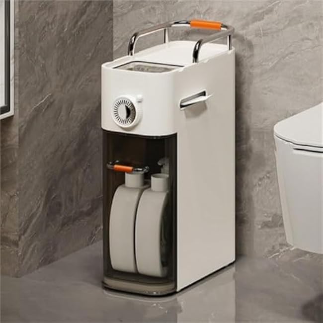 Home Furnishing Plastic Bathroom Cabinet with Rollers Narrow Storage Cabinet with Drawer for Bathroom Kitchen Laundry Room Slim Space-Saving Design(52.5 cm)