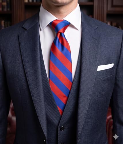 Image of NYFASHION101 Men's Classic Striped Necktie - Premium Woven Two-Tone Tie for Weddings, Graduation, Business & School Colors