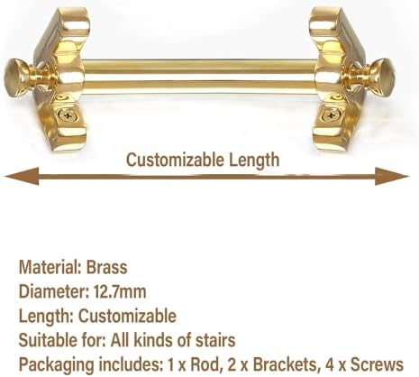 Brass Stair Rods for Carpet Runners with Finial Ends - Set of 3/5/10/12/15 Pieces, Includes Holder Hardware for Secure Installation (107cm/42in)