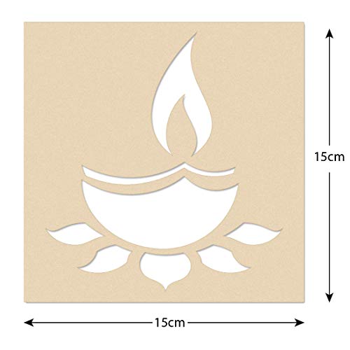 Image of Incredible Gifts India Flower with Diwali Rangoli Stencils for Floor Large Size with Six Rangoli Colors (Wood, 30cmx30cm)