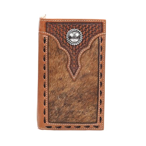 M&F Western Products Products Unisex-Adult A3546402 Basketweave w/Calf Hair Rodeo Wallet N/A Brown