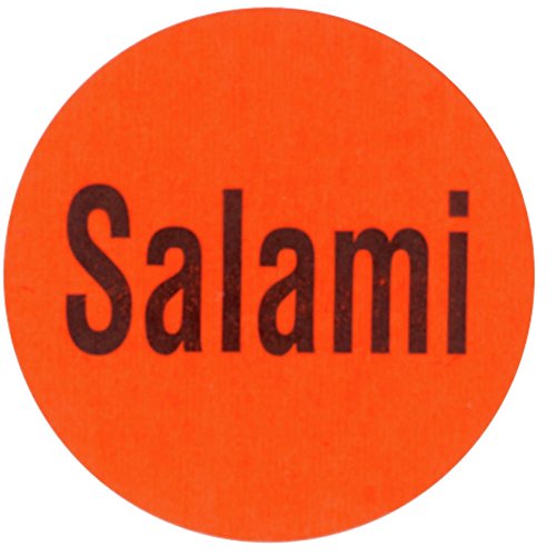 Salami Labels Red Deli Dot Packaging Labels Black Imprint - 1"Dia 1000 Per Roll