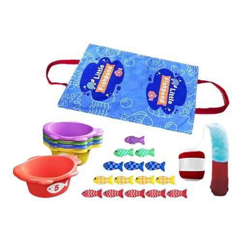 Milageto Juego de Pesca de Tela con Forma de Juguetes creativos de Aprendizaje para niños de 1 año, clasificación de Colores para niños y niñas de 1 a 3