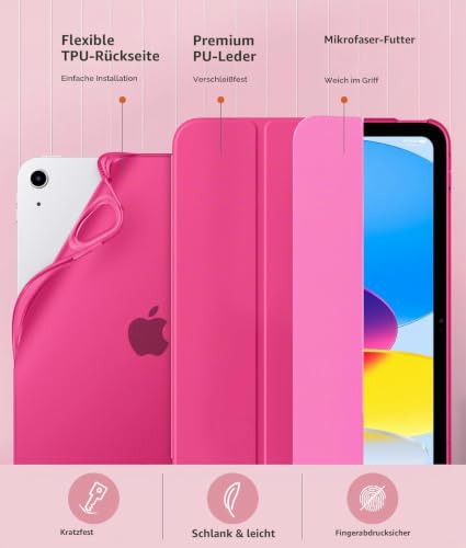 MoKo Hülle für iPad (A16) 11./10. Generation (2025/2022),Helles Rosa – Ansicht 4