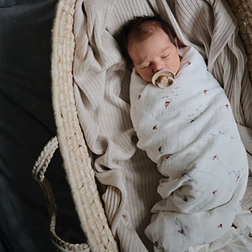 Image of mushie Muslin Baby Swaddle Blanket | 100% Organic Cotton (Boats)