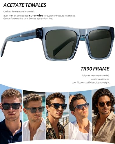 Image of Joopin Acetate Square Sunglasses Men Polarized UV400 Protection Trendy Oversized Sun Glasses Retro Shades Women