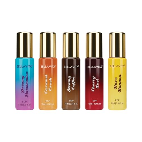 Image of BELLAVITA Gourmand Trend Series Gift Set | 5 x 10ml Trial Perfumes | 20% Perfume Oil Concentration | Smell Like a Snack | Perfume for Man & Woman | Dessert Inspired Sweet Notes | Long Lasting Unisex Fragnance