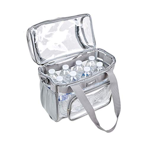 Heavy Duty Clear Lunch Tote Stadium Bag Correctional Officers Approved Crossbody Diaper Travel Makeup Cosmetic Bag for Work NFL Football NCAA Basketball PGA NASCAR Concerts (Gray, 12 x 6 x 12)