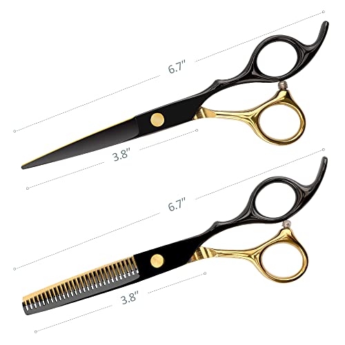 Professional Black Gold Hairdressing Scissors Stainless Steel Barber Hair Cutting Scissors Sets Salon Multifunctional Straight Shears Teeth Scissors Thinning Shears Tools For Mother Father's Gift #TOP5