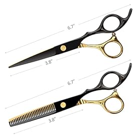 Alternative view of Professional Black Gold Hairdressing Scissors Stainless Steel Barber Hair Cutting Sets Salon Multifunctional Straight Shears Teeth Scissors Thinning Shears Tools for Mother Father's Gift