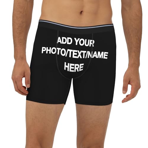 Long Customize Boxer Briefs for Men Personalized Underwear Add Your Own Photo Text Name Logo2