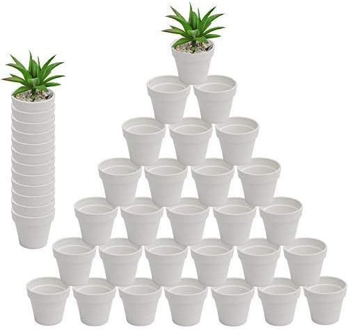 3 inch Ceramics Planter, Indoor Flower Potted Modern Decorative Garden Pot and Drain All Indoor Plants, Flowers, Herbs, African Violets, Leaf Plants, Cream White, White Ceramics