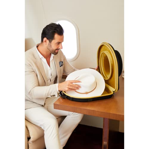Atzi Hats Hat Case For Travel Hat Box Hat Storage Fedora Hat Box Suitcase Hat Organizer Hat Travel Hat Bag Panama Hats Mens Womens Traveler Hat Carrier Case Crush-Proof Luggage Up To 3" Brim – Gold #TOP7