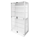 地球家具 コレクションラック DIO 本体 側面ガラス 幅90cm ワイド ハイタイプ 奥行38cm ホワイト コレクションケース ガラスケース ディスプレイケース フィギュアラック フィギュア ケース (幅90cm ワイド, ハイ,...