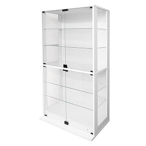 地球家具 コレクションラック DIO 本体 側面ガラス 幅90cm ワイド ハイタイプ 奥行38cm ホワイト コレクションケース ガラスケース ディスプレイケース フィギュアラック フィギュア ケース (幅90cm ワイド, ハイ,...