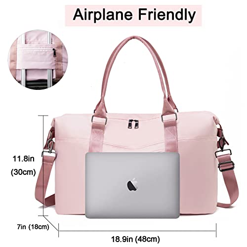 Gym Bag with Wet Pocket, Foldable Travel Duffle Bag Carry On Weekender Bags for Women, Waterproof Overnight Bag for Travel, Gym, Yoga - Thumbnail 4