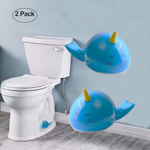 Image of ZUNON Toilet Bolt Caps, Decorative Toilet Bolt Covers, Ceramic Cute Sea Fish Covers Toilet Bolts Bathroom Decor Easy Installation Set of 2 (Blue Whale 2pcs)