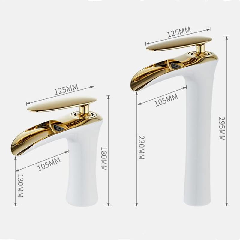 Mitigeur de lavabo cascade blanc et or pour une ambiance spa à la maison