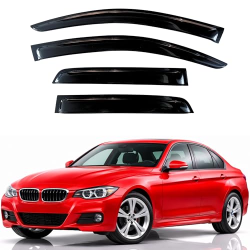Image of KPY Rain Guards Fit for 2012-2018 BMW 3 Series Sedan, Out-Channel Window Visors Vent Wind Deflectors 4PC, Car Accessories for 12-18 BMW 323 325 328 330 335 M3