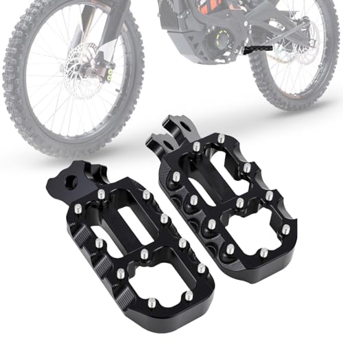 IUVWISN Electric Dirt Bike Foot Pegs CNC for Surron LBX Eride Pro SS 2.0 3.0 E Ride Pro SR/S 79Bike Falcon GT Sur Ron Stable Wider Platform Footpegs Secure M4 Anti-Slip & Vibrant Anodized Black