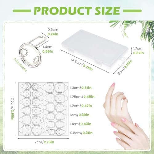 EMVANV 155pcs Wudu Nail Rings Adjustable, Nail Adhesive Tabs No Glue No Adhesive Women Gift Ring Set for Muslim Nail Ring Set DIY Gift (Silver)