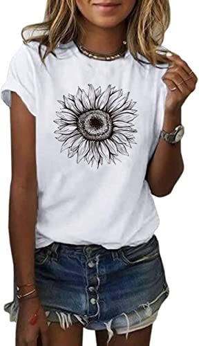 Cicy Bell Damen Sonnenblumen T Shirt Sommer Kurzarm Niedlich Grafik...