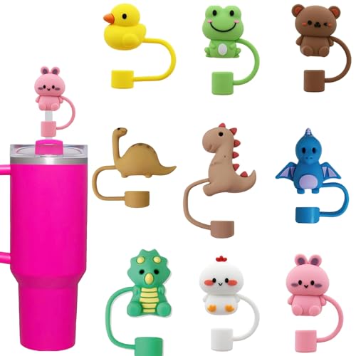 Image of 9Pc Straw Cover for Stanley Cup, Silicone Straw Topper for Stanley Cup 30&40oz with Tumblers, 10mm 0.4in Lid Accessories (Reusable)