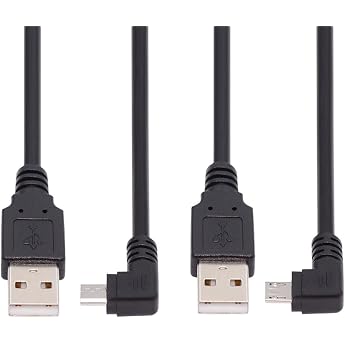 JSER Left & Right Angled 90 Degree Micro USB 2.0 Type 5 Pin to USB 2.0 Type-A Data and Charging Cable 480Mbps Data for Phone Tablet Computer Camera 2 Pack 100cm