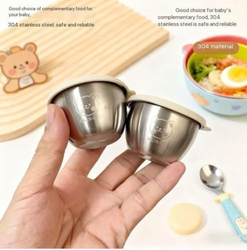 Image of Stainless Steel Sauce Cup with Lid, Small Leak-Proof Container for Chutney, Salad Dressing, Tiffin, Lunch Box, Travel & Kitchen Storage-4PCS