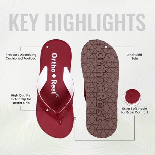Ortho + Rest Doctor Slippers for Women Orthopedic Non Slip Lightweight Comfortable Flat Casual Stylish Dr Chappals and House Flip flops For Ladies and Girl’s