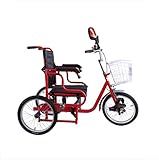 Triciclo con pedal de accionamiento humano Bicicleta de movilidad de silla de ruedas plegable de 3 ruedas para adultos para ancianos 150 kg Pedal de pasta de asiento ensanchado con soporte de peso