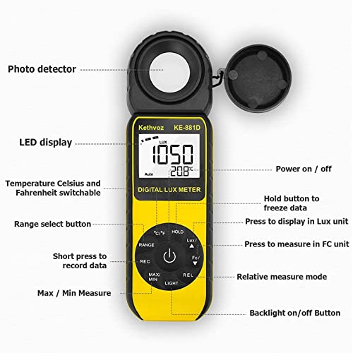 Kethvoz Digital Light Meter KE-881D für präzise Lichtmessungen