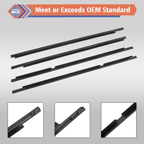 Car Outer Door Window Moulding Trim Weatherstrip Seal Belt Compatible with Toyota Lexus Vehicle 1998-2007 Land Cruiser 100 Series LX450, Replace#75710-60061 75720-60061 75730-60041 75740-60041