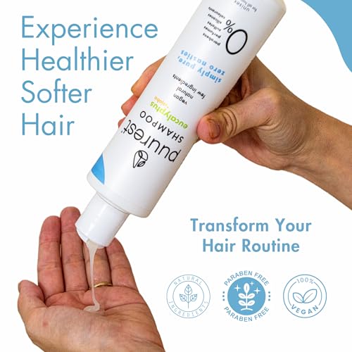 Puurest Shampoo ohne sulfate parabene und silikone, ohne alkohol, ohne salz - natural & vegan - sulfatfreies, parfümfrei - mit Eukalyptusöl & Jojobaöl, 250ml