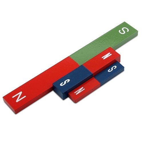 magnets4you Quader Stabmagnet lang 150 x 20 x 6 mm, AlNiCo rot/grün lackiert