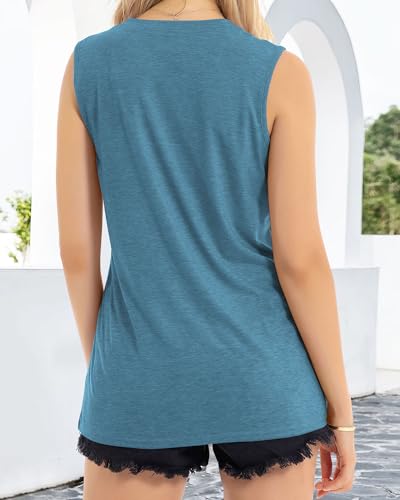 Image of Womens Tank Tops Summer Casual Sleeveless Top Loose Fit Basic Tunic Shirts